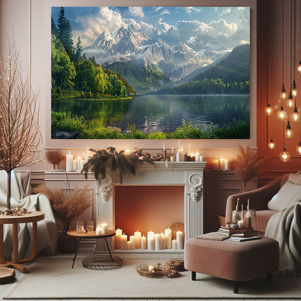 Lake View Mountain Art | Landscape Wall Art