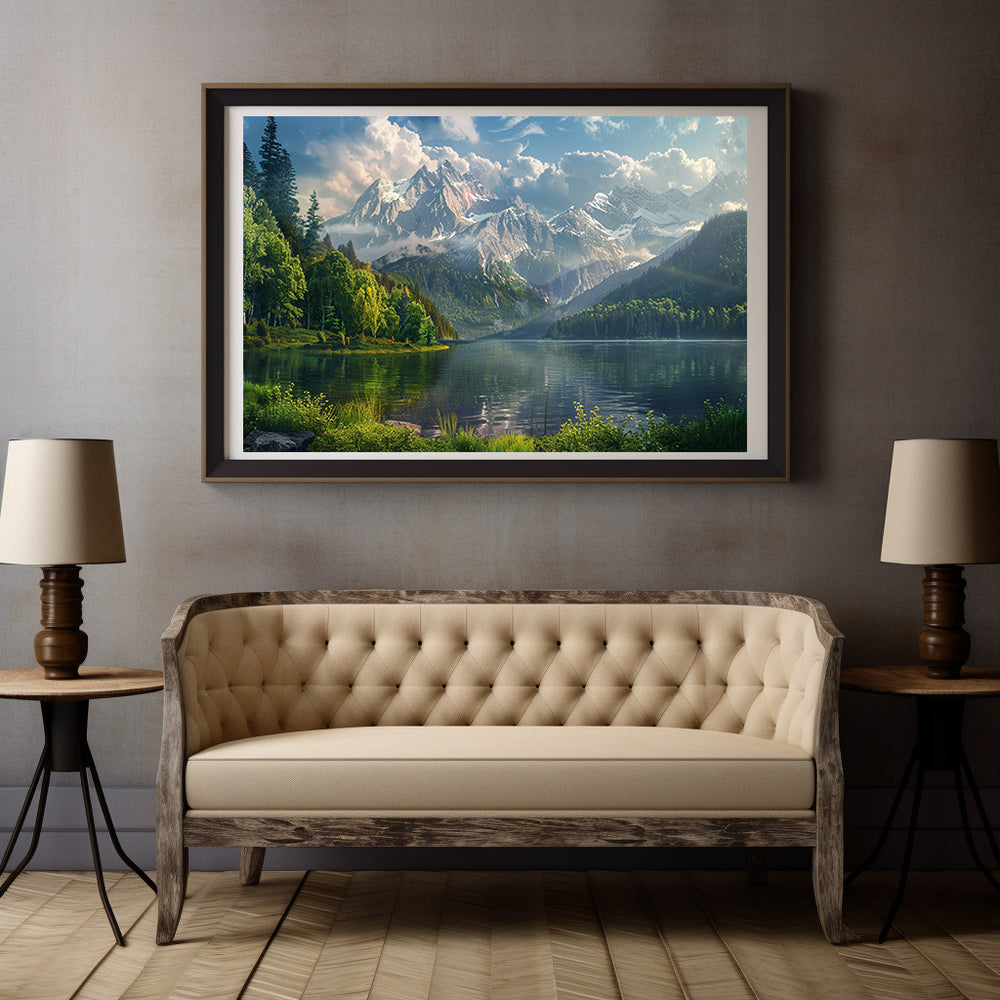 Lake View Mountain Art | Landscape Wall Art